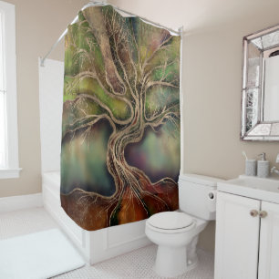 Tree of life - fall shadows shower curtain