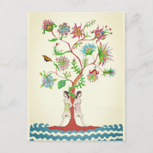 Tree of life. Flora and fauna Holiday Postcard