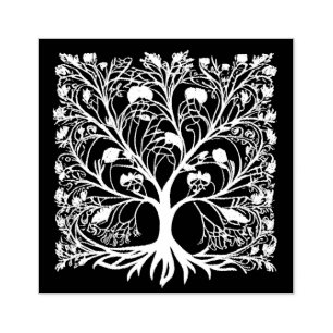 Tree of Life Floral Rubber Stamp