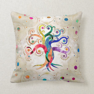 Tree of Life - Gemstone Mineral Rainbow Swirl Cushion