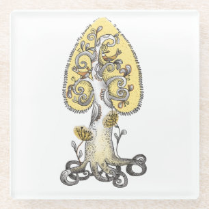 tree of life glass coaster