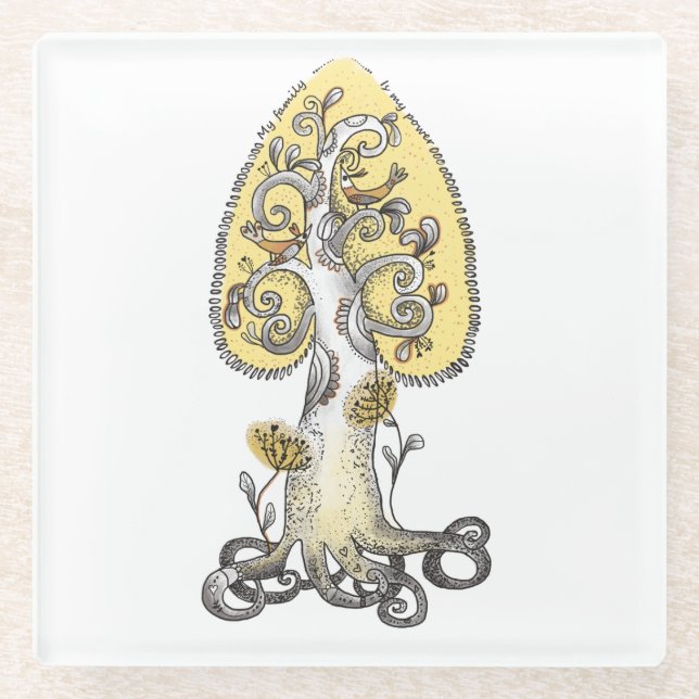 tree of life  glass coaster (Front)