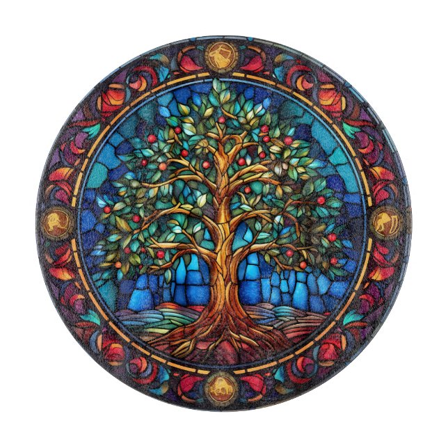 Tree of Life Glass Cutting Board (Front)