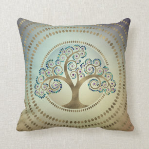 Tree of life Golden Spiral and Marble Cushion