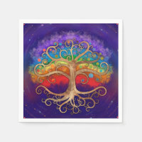Tree of life Golden Swirl and Rainbow