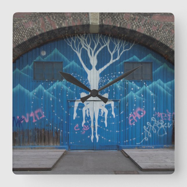 Tree Of Life Graffiti Square Wall Clock (Front)