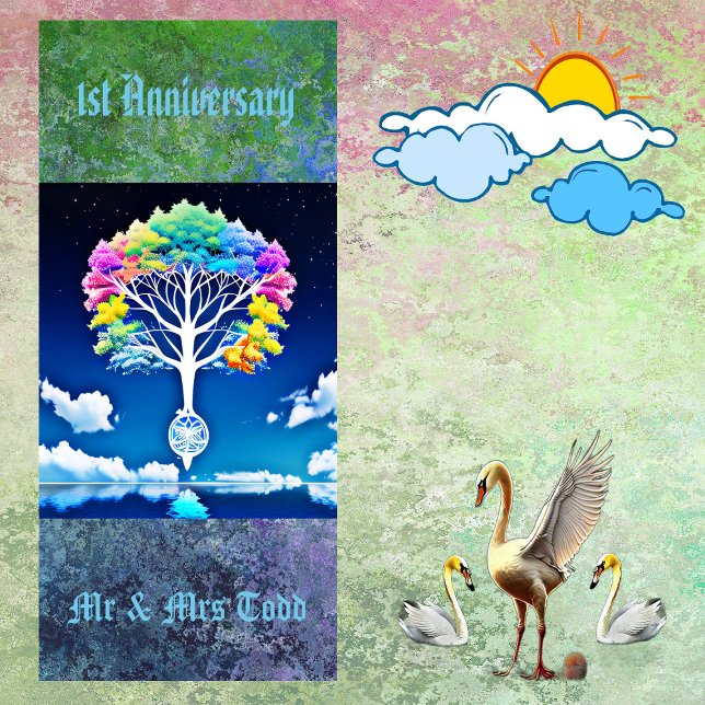 Tree Of Life Greenery Clouds 1st Anniversary Party Napkin (Tree Of Life Greenery Clouds 1st Anniversary Party Paper Guest Towels)