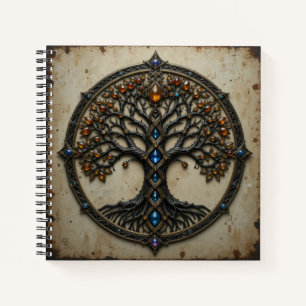 Tree of Life Grunge Background Spiral Notebook