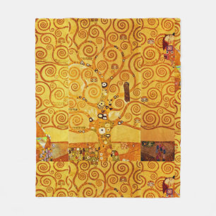 Tree of Life Gustav Klimt Nouveau Fleece Blanket