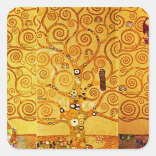 Tree of Life Gustav Klimt Nouveau Square Sticker