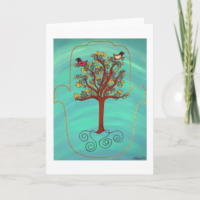 "Tree of Life Hamsa" note card CatherineHayesArt (Front)