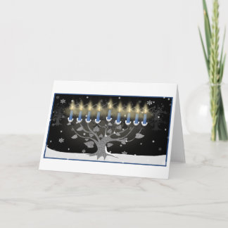 Tree of Life Hanukkah Menorah Greeting Card