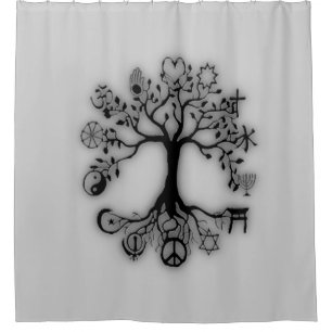 Tree of Life Harmony & Religion on Grey Shower Curtain