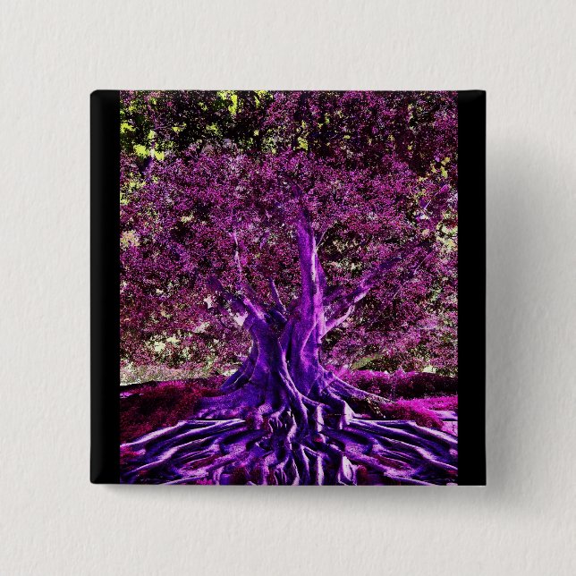 Tree of Life Heart 15 Cm Square Badge (Front)