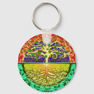 Tree of Life Heart Key Ring