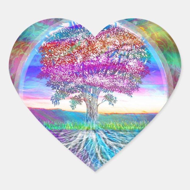 Tree of Life Heart Sticker (Front)