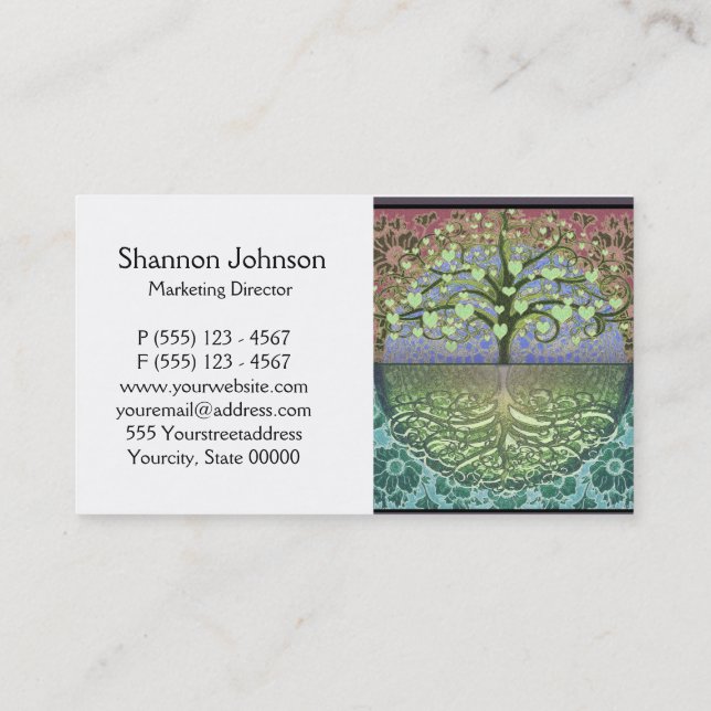 Tree of Life Hearts and Love Business Card (Back)