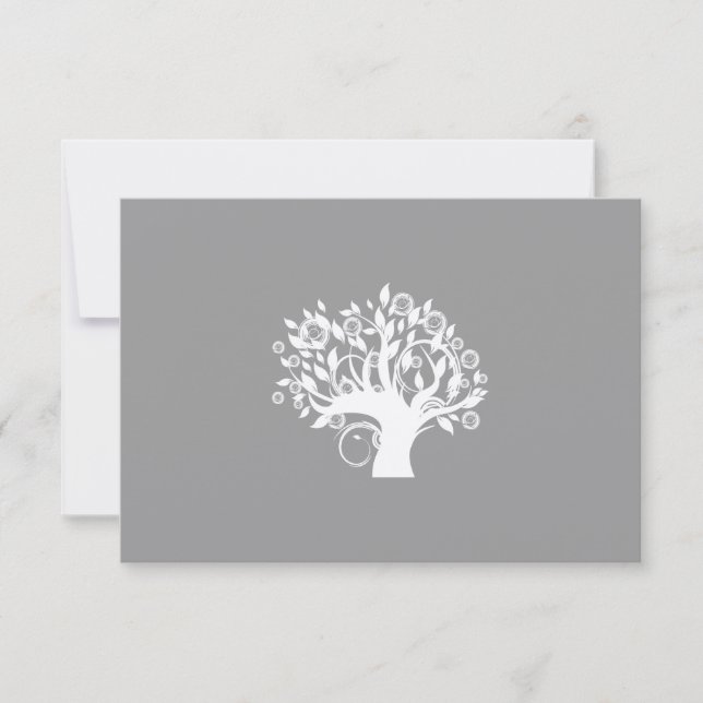 Tree of Life Hebrew Jewish Wedding RSVP Silver (Front)