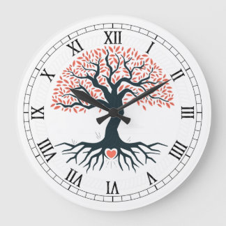 Tree of Life in black and white Modern Large Clock
