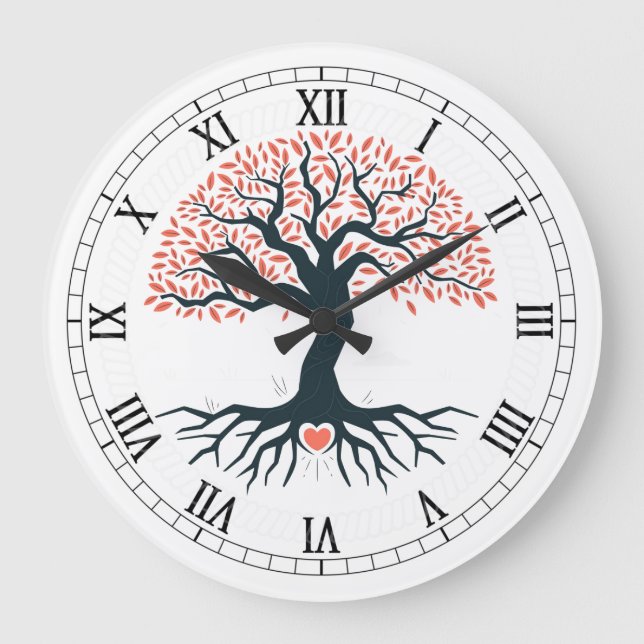 Tree of Life in black and white Modern Large Clock (Front)