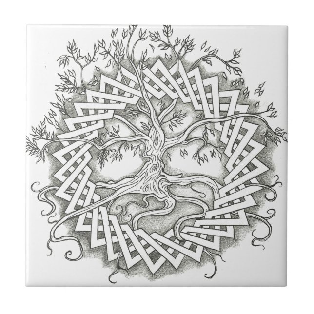 Tree of Life in Celtic Design Tile (Front)