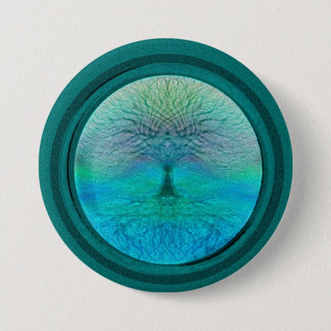 Tree of Life in Green Colours 7.5 Cm Round Badge (Front)