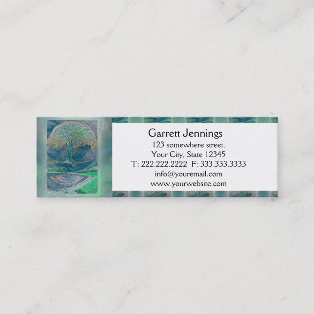 Tree of Life in Pale Green Colours Mini Business Card (Front)