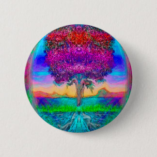 Tree of Life in Rainbow Colours 6 Cm Round Badge