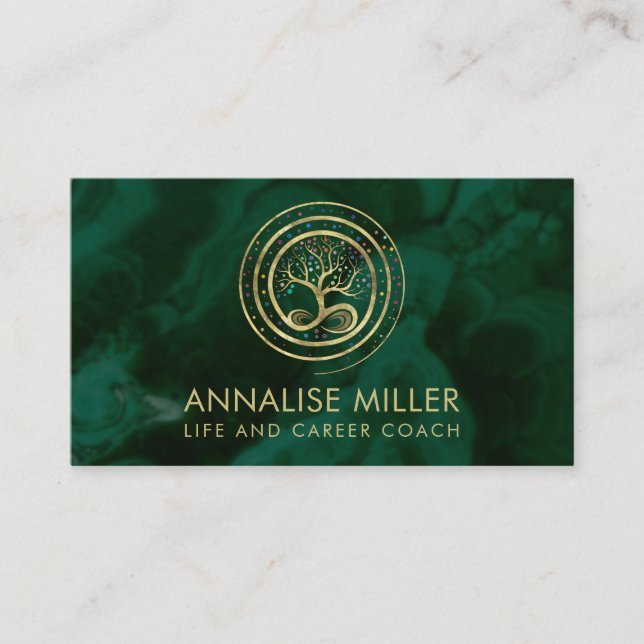 Tree of Life - Infinity on Malachite Business Card (Front)