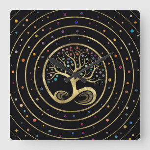 Tree of Life - Infinity Spiral Square Wall Clock