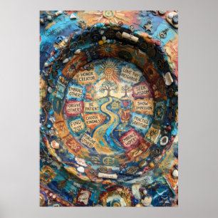 Tree of Life Inspirational Mosaic Art Poster