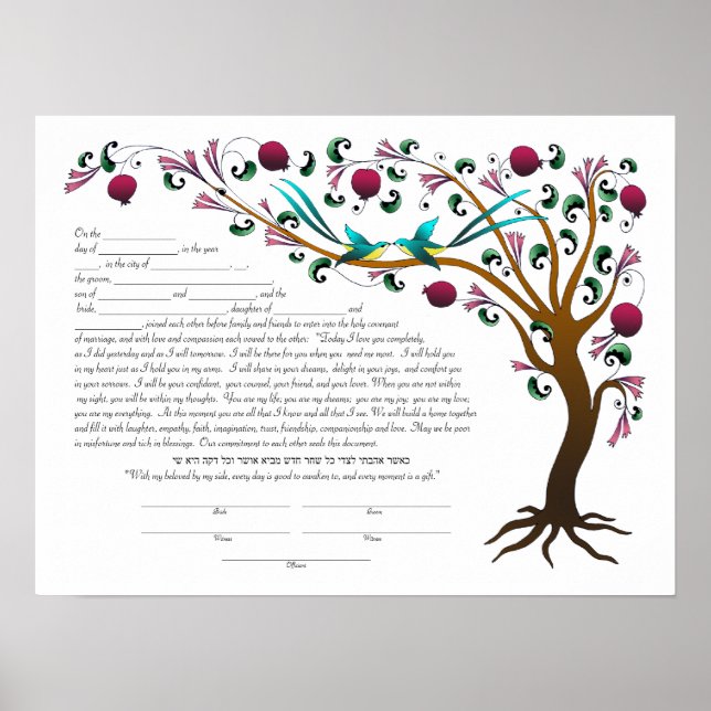 Tree of Life Ketubah & Vows in Jewel tones (R) Poster (Front)