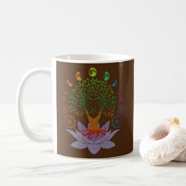 tree of life lotus flower moon phases sacred coffee mug (With Donut)