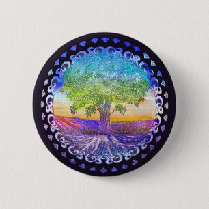 Tree of Life Love, Peace, Balance 6 Cm Round Badge