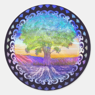 Tree of Life Love, Peace, Balance Classic Round Sticker