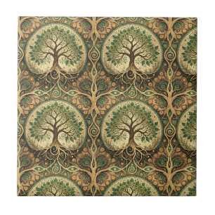 Tree of Life Mandala Spiritual Design Pattern Art Ceramic Tile
