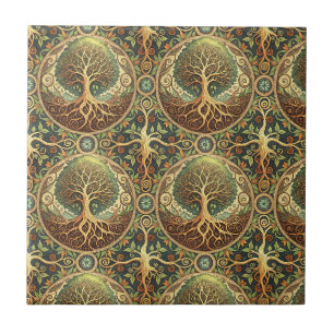 Tree of Life Mandala Spiritual Design Pattern Art Ceramic Tile