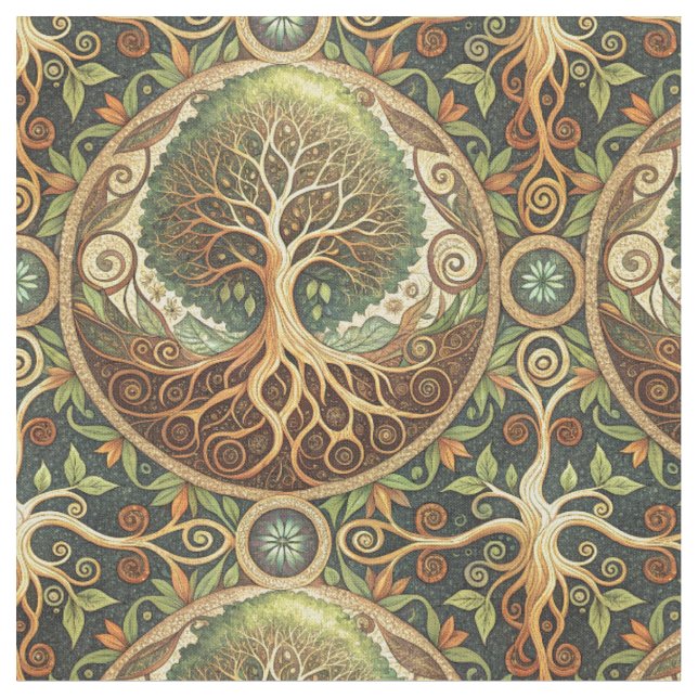 Tree of Life Mandala Spiritual Design Pattern Art Fabric (Close Up)