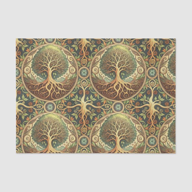 Tree of Life Mandala Spiritual Design Pattern Art Tissue Paper (Front)