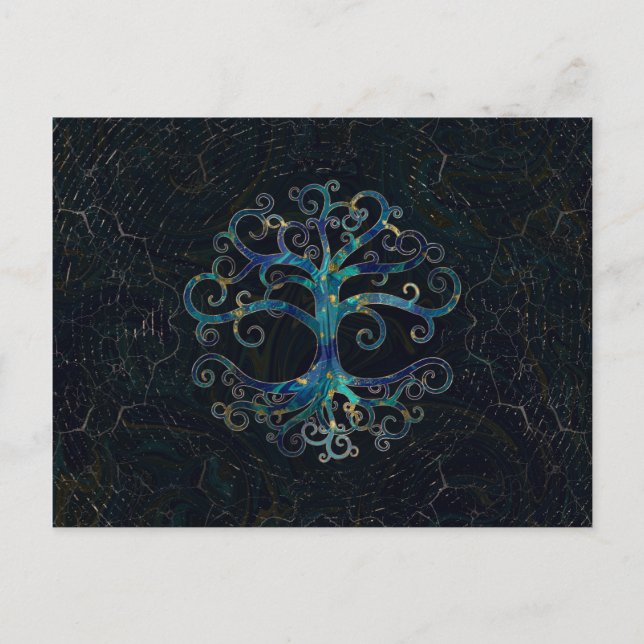 Tree of life Marble and Gold Holiday Postcard (Front)
