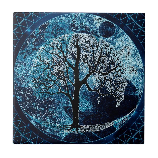 Tree of Life Midnight Sky Ceramic Tile (Front)