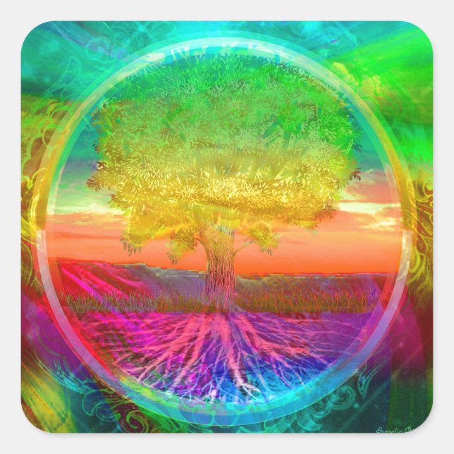 Tree of Life Miracles Square Sticker (Front)