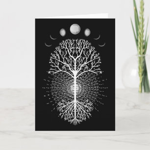 Tree Of Life Moons Phases Cool Meditation Yoga Lov Card