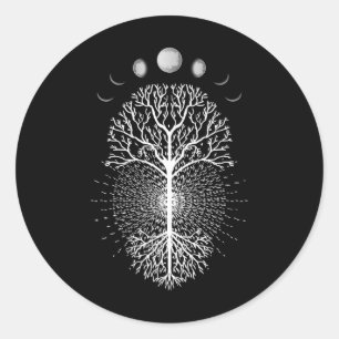 Tree Of Life Moons Phases Cool Meditation Yoga Lov Classic Round Sticker