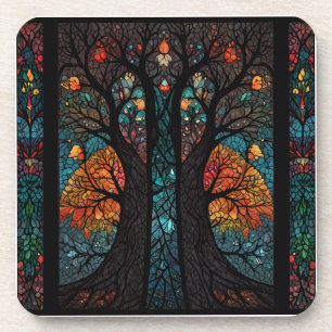 Tree of life mosaic stained glass effect coaster
