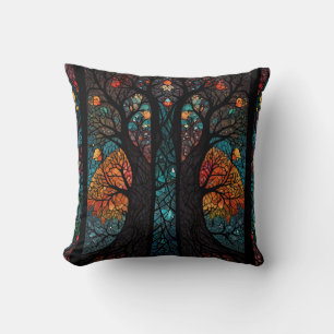Tree of life mosaic stained glass effect cushion