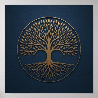 Tree of Life Navy Bronze Poster