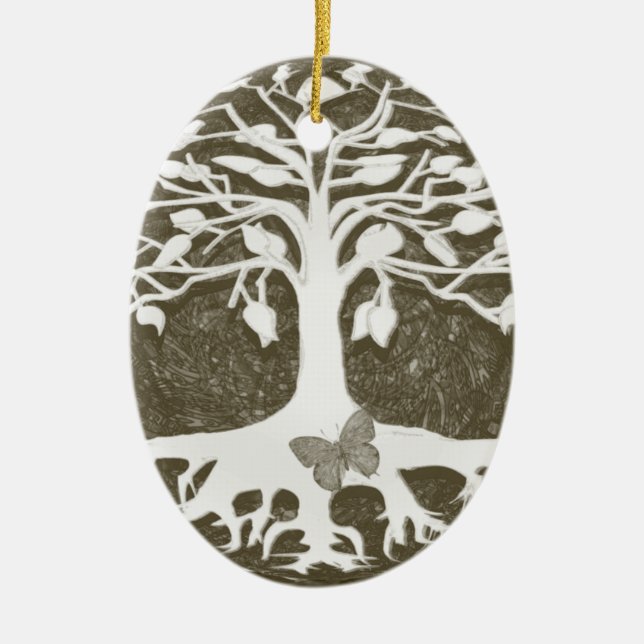 Tree of Life New Beginnings by Amelia Carrie Ceramic Ornament (Front)