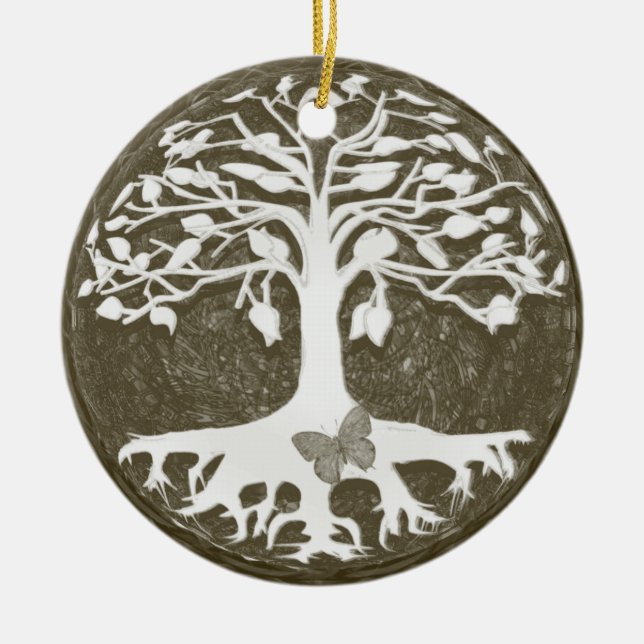 Tree of Life New Beginnings by Amelia Carrie Ceramic Ornament (Front)