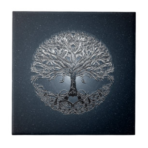 Tree of Life Nova Blue Ceramic Tile